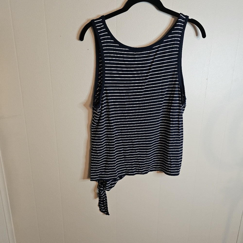 Altar'd State Navy Blue And White Striped Side Tie Tank Top - Picture 2 of 5